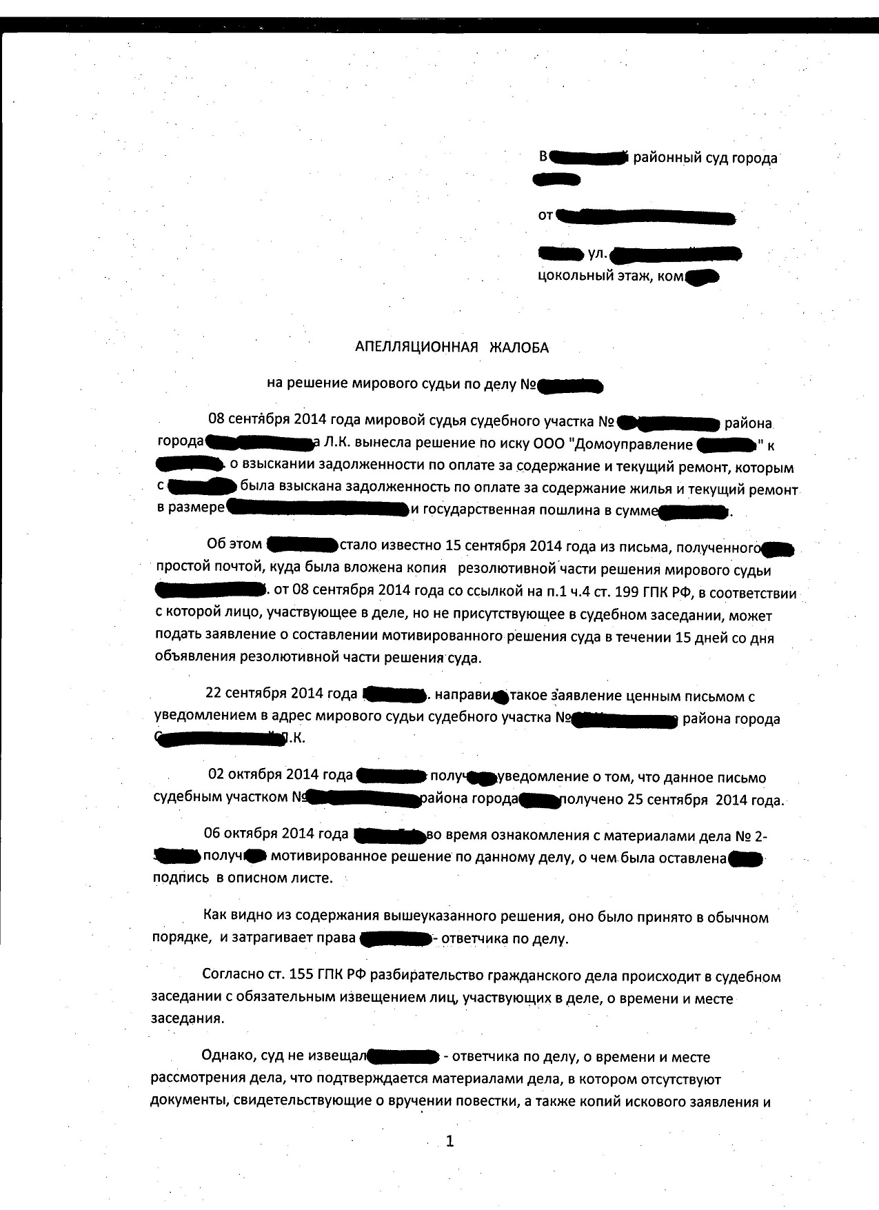 Образец мотивированного решения мирового судьи