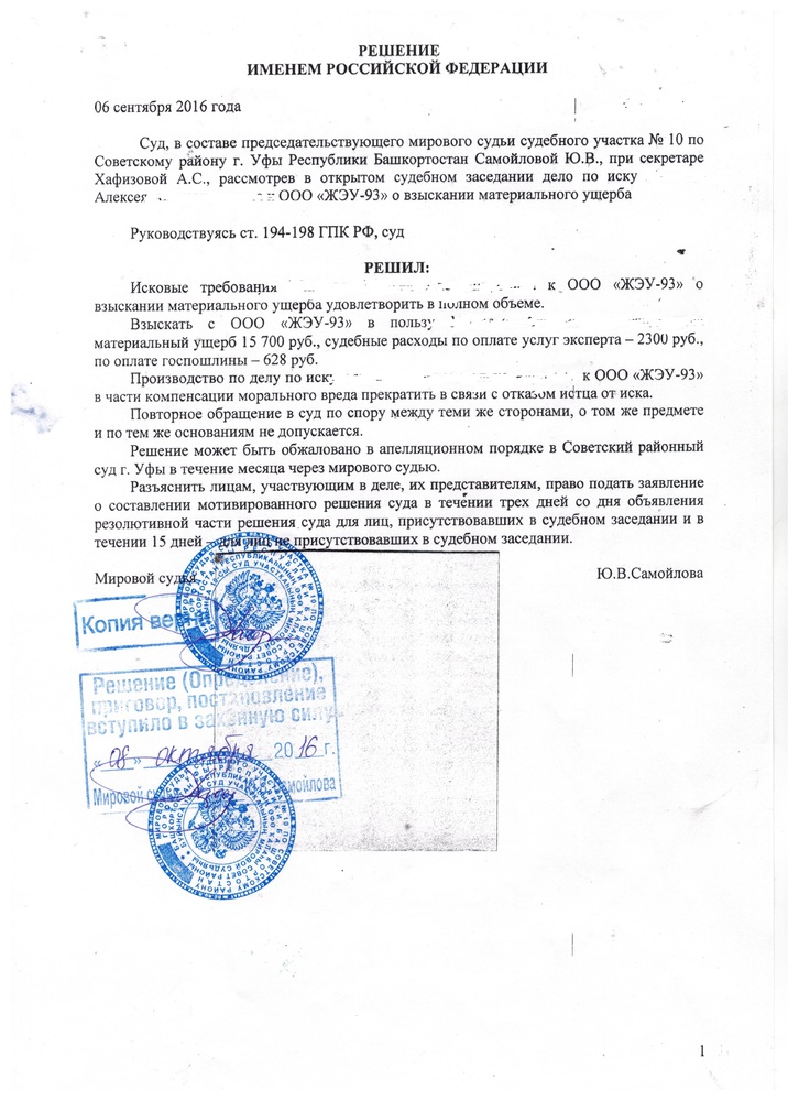 Судебное решение образец